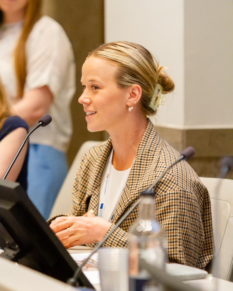 Meg Yates at an international policy conference